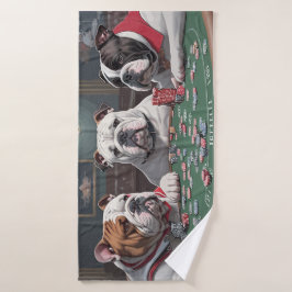 Bulldogs playing poker Serviette de bain バスタオル