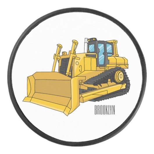 Bulldozer cartoon illustration  アイスホッケーパック (正面)