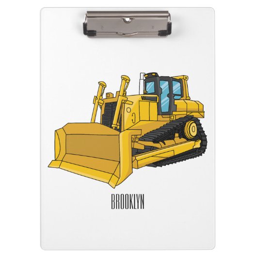 Bulldozer cartoon illustration クリップボード (正面)
