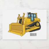 Bulldozer cartoon illustration フードラベル (シングルラベル)