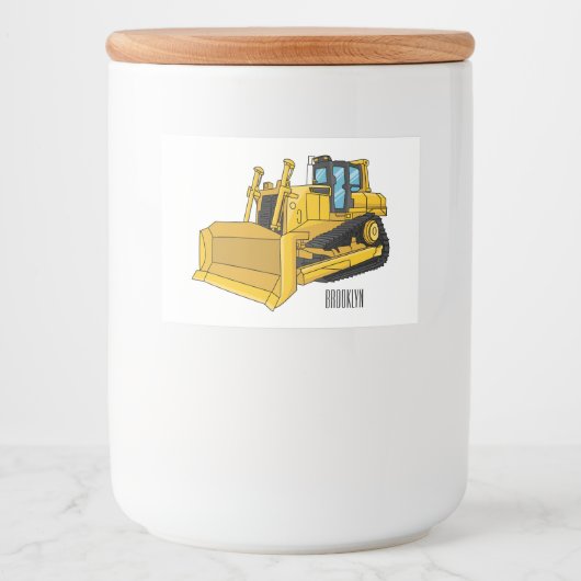 Bulldozer cartoon illustration フードラベル (正面)