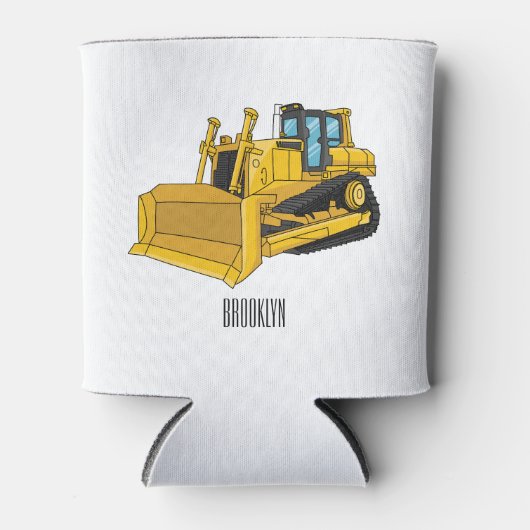 Bulldozer cartoon illustration 缶クーラー (正面)