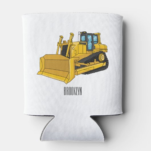 Bulldozer cartoon illustration 缶クーラー (裏面)