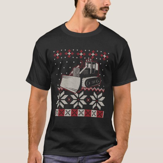 Bulldozer Operator Ugly Christmas Sweater Heavy Eq Tシャツ (正面)