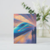 Bullet Train Arrival - Pastel Painting Style ポストカード (スタンド正面)
