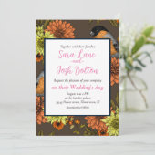 Bullfinch on autumn florals 招待状 (スタンド正面)