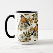 Bullfinch on autumn florals 2 マグカップ (左)