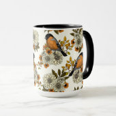Bullfinch on autumn florals 2 マグカップ (正面右)