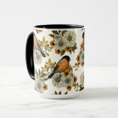 Bullfinch on autumn florals 2 マグカップ (正面左)
