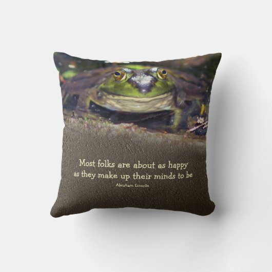 Bullfrog Happiness Inspirational Quote   クッション (裏面)