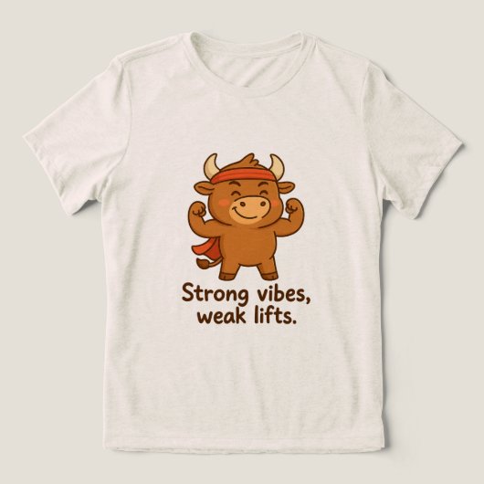 Bullio® – 強い心、小さな生活 | 漫画おもしろい トライブレンドTシャツ (デザイン正面)