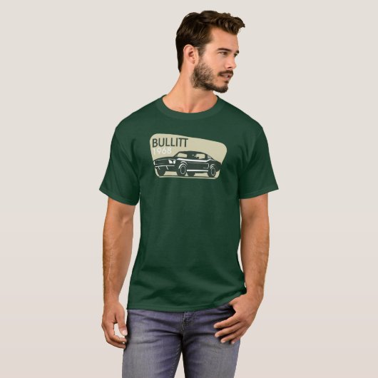 BULLITT 1968 - Classic Ford Mustang Silhouette Tシャツ (正面フル)