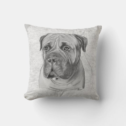 Bullmastiffのスケッチ クッション (正面)