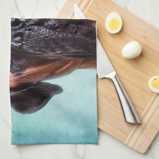 Bullmastiff犬 キッチンタオル (四つ折り)