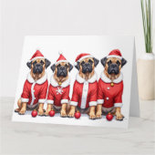 Bullmastiff Christmas Dress Santa Hat カード (正面)