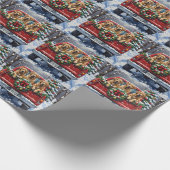 Bullmastiff Christmas Red Truck Holiday ラッピングペーパー (角)