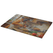 Bullmastiff Cooking in Kitchen カッティングボード (角)