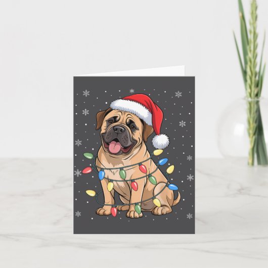 Bullmastiff Dog Christmas Tree Lights Dogs Xmas Pa カード (正面)
