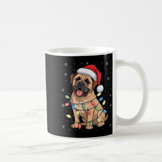 Bullmastiff Dog Christmas Tree Lights Dogs Xmas Pa コーヒーマグカップ (右)
