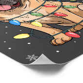 Bullmastiff Dog Christmas Tree Lights Dogs Xmas Pa ポスター (角)