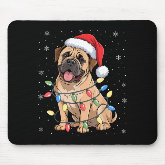 Bullmastiff Dog Christmas Tree Lights Dogs Xmas Pa マウスパッド (正面)
