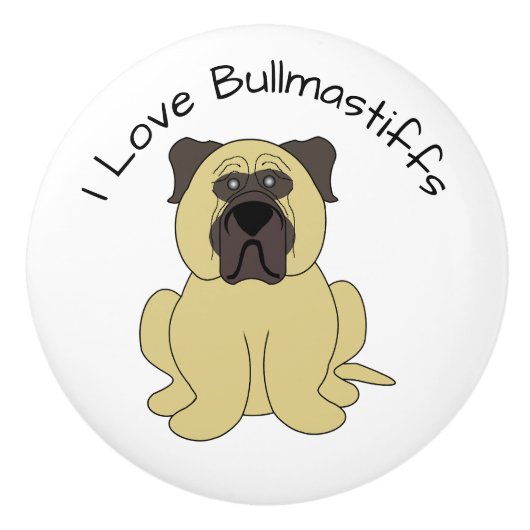 Bullmastiff Dog Design セラミックノブ (正面)