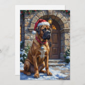 Bullmastiff Dog Guardian of Christmas Manor Art シーズンカード (正面/裏面)