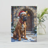Bullmastiff Dog Guardian of Christmas Manor Art シーズンカード (スタンド正面)