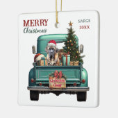 Bullmastiff Dog Retro Truck Christmas セラミックオーナメント (左)