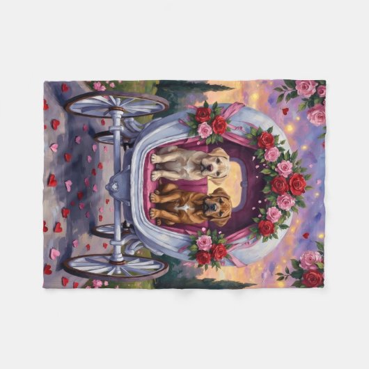 Bullmastiff Dog Valentine's Day  フリースブランケット (正面(横))