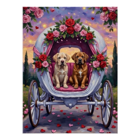 Bullmastiff Dog Valentine's Day  ポスター (正面)