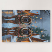 Bullmastiff Dogs Christmas Snow Holiday  ジグソーパズル (横)