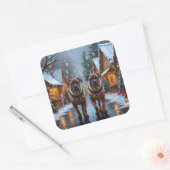 Bullmastiff Dogs Christmas Snow Holiday  スクエアシール (封筒)