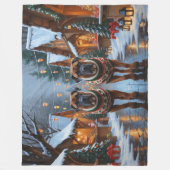 Bullmastiff Dogs Christmas Snow Holiday  フリースブランケット (正面)