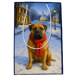Bullmastiff Holiday Card ミディアムペーパーバッグ