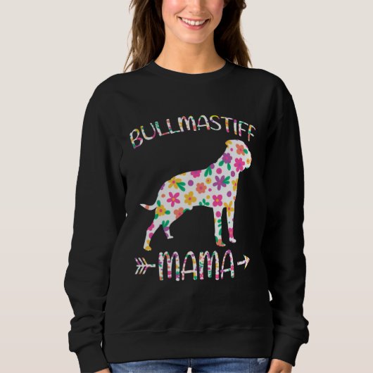 Bullmastiff Mama Floral Dog Mom Mothers Day スウェットシャツ (正面)