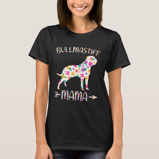 Bullmastiff Mama Floral Dog Mom Mothers Day Tシャツ (正面)