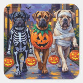 Bullmastiff Trick-or-Treating Halloween Costumes スクエアシール (正面)