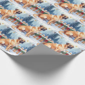 Bullmastiff Winter Forest Holly Christmas Art ラッピングペーパー (角)