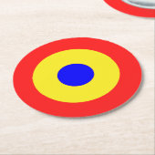 Bullseyeターゲットの原色 ラウンドペーパーコースター (アングル)