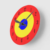 Bullseyeターゲットの原色 ラウンド壁時計 (傾斜)
