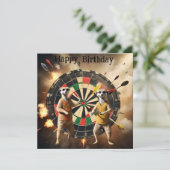 Bullseye Burrow: Meerkat Dartプレイヤー，誕生日 カード (スタンド正面)