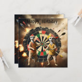 Bullseye Burrow: Meerkat Dartプレイヤー，誕生日 カード (正面/裏面インサイチュ)