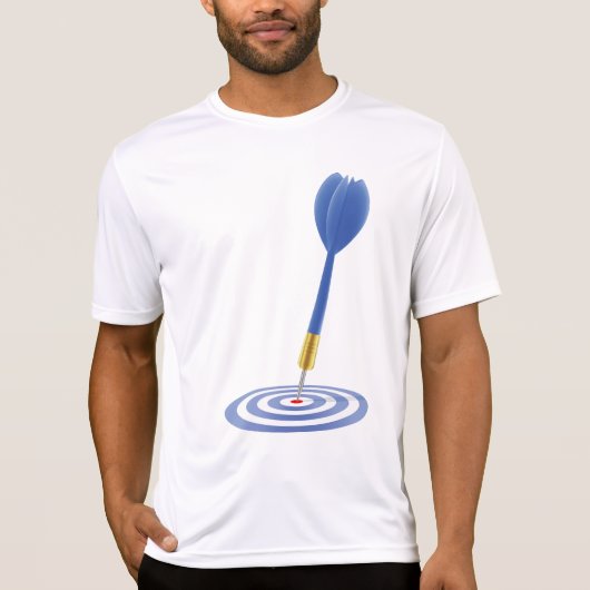 Bullseye Hit Blue Dart on Target Tシャツ (正面)