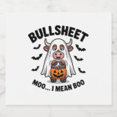 BULLSHEETハロウィーンかわいい牛の幽霊 スパークリングワインラベル (シングルラベル)