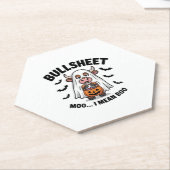 BULLSHEETハロウィーンかわいい牛の幽霊 ペーパーコースター (アングル)