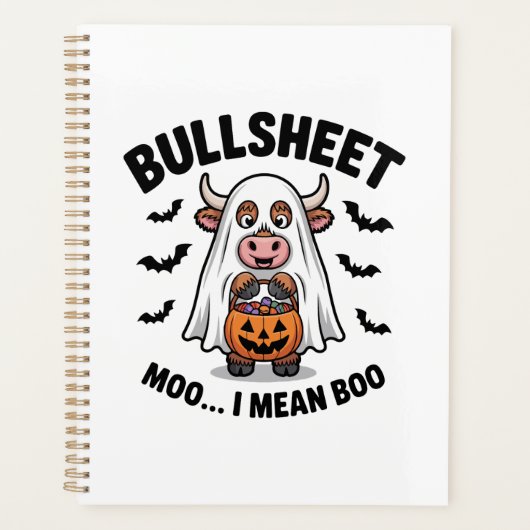 BULLSHEET ハロウィン かわいい牛のおばけ プランナー手帳 (正面)