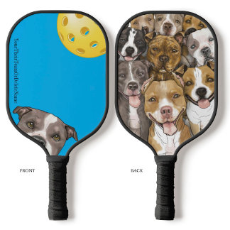 BullTerriers on a Blue Pickleball Paddle ピックルボールラケット