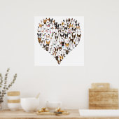 Bully Love English bull terrier loveハートポスター ポスター (キッチン)