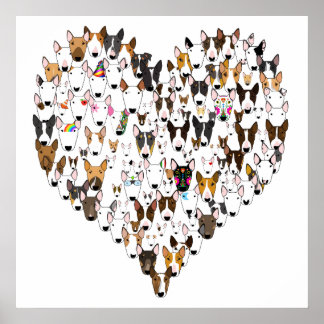 Bully Love English bull terrier loveハートポスター ポスター